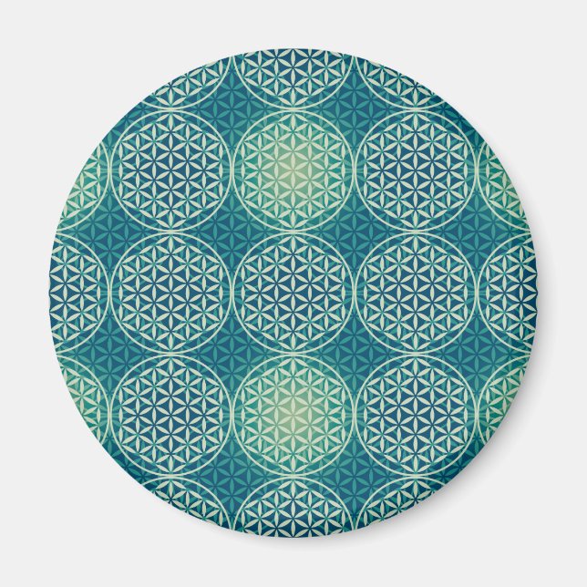 Flower of Life - stamp pattern - cyan blue Magnet (Front)