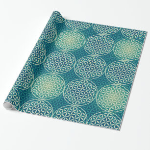 Flower of Life - stamp pattern - cyan blue Wrapping Paper