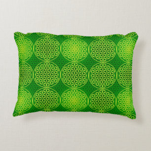 Flower of Life - stamp pattern - green Accent Pillow