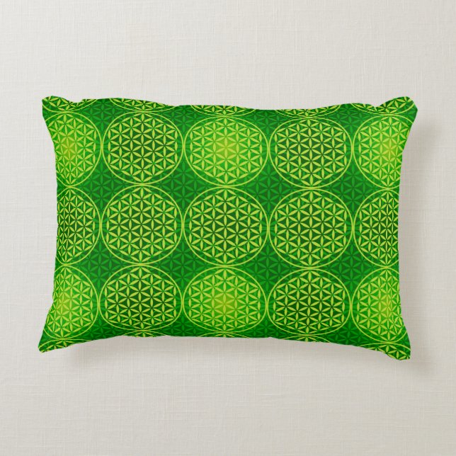 Flower of Life - stamp pattern - green Accent Pillow (Back)