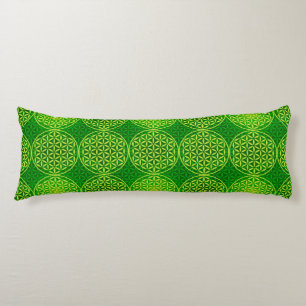 Flower of Life - stamp pattern - green Body Pillow