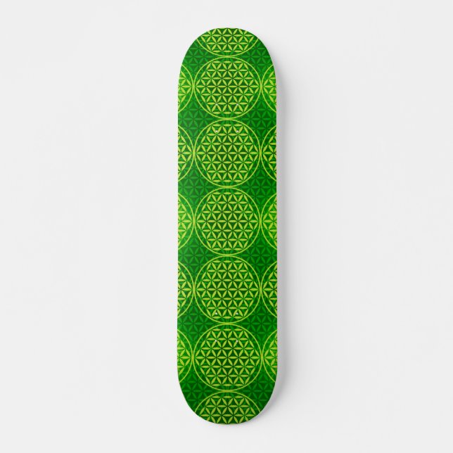 Flower of Life - stamp pattern - green Skateboard (Front)