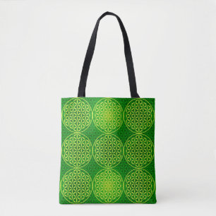 Flower of Life - stamp pattern - green Tote Bag