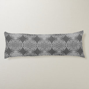 Flower of Life - stamp pattern - grey Body Pillow