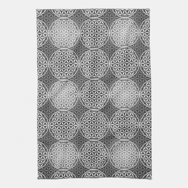 Flower of Life - stamp pattern - grey Kitchen Towel (Vertical)