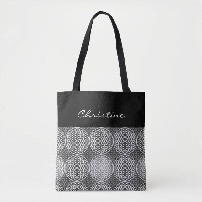 Flower of Life - stamp pattern - grey Tote Bag (Front)