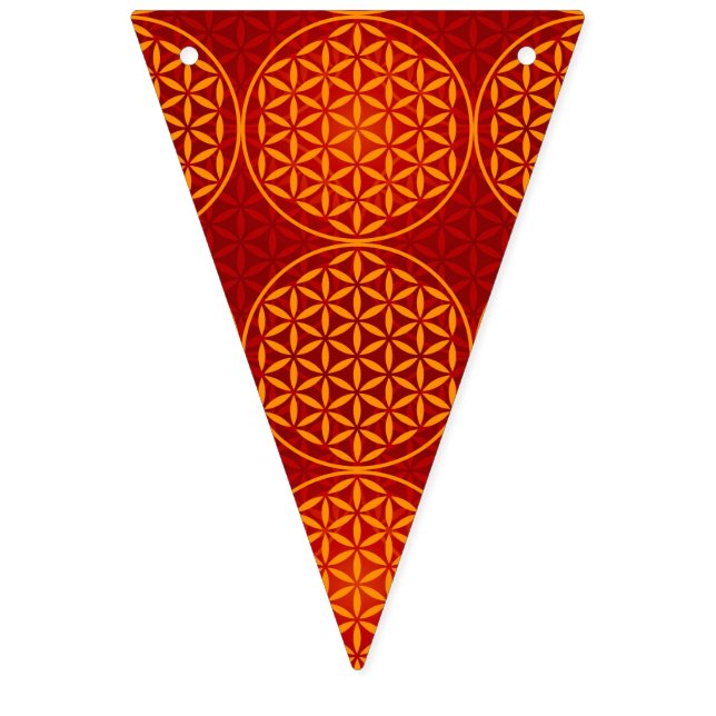 Flower of Life - stamp pattern - orange red Bunting Flags (First Flag)