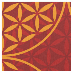 Flower of Life - stamp pattern - orange red Fabric