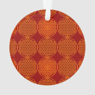 Flower of Life - stamp pattern - orange red Ornament
