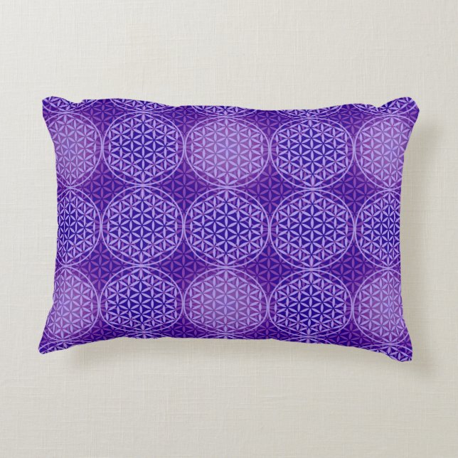 Flower of Life - stamp pattern - purple Decorative Pillow (Back)