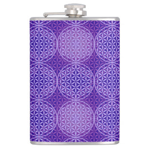 Flower of Life - stamp pattern - purple Hip Flask