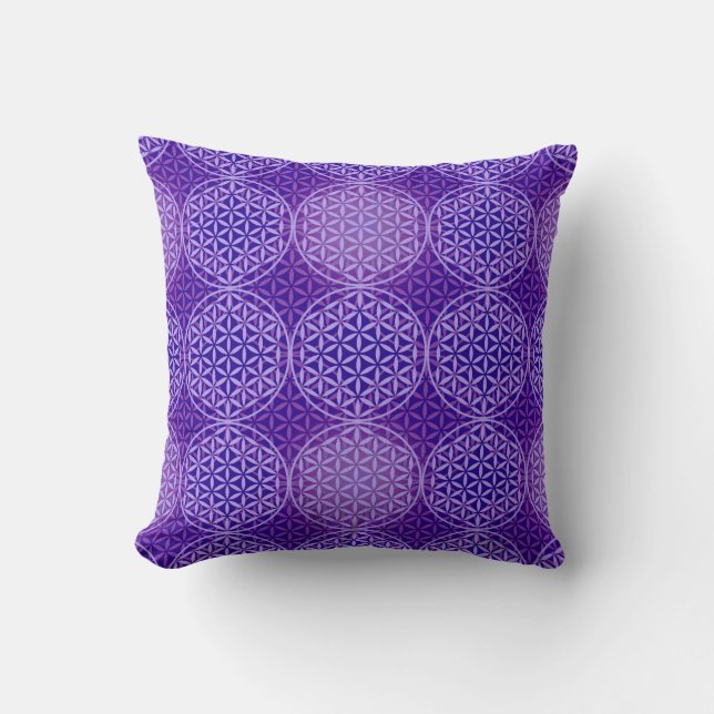Flower of Life - stamp pattern - purple Throw Pillow (Front)