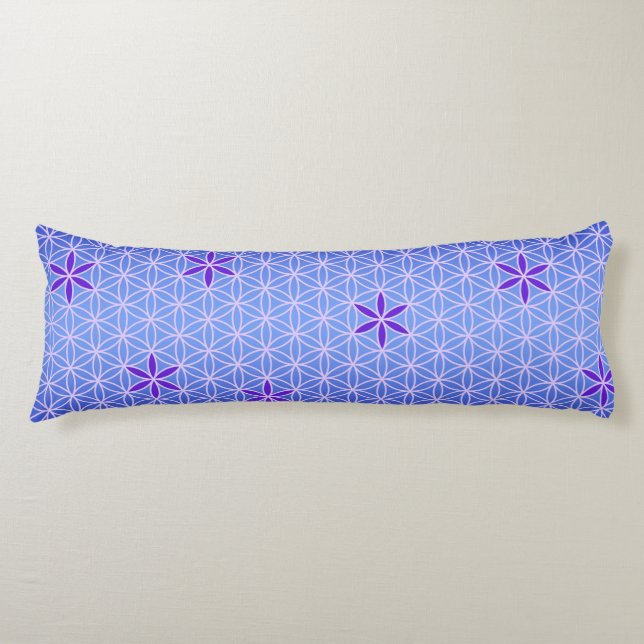 Flower Of Life - stamp seamless pattern - blue Body Pillow (Front)