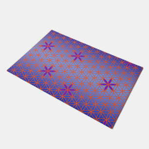Flower Of Life - stamp seamless pattern - blue Doormat