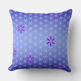 Flower Of Life - stamp seamless pattern - blue Throw Pillow