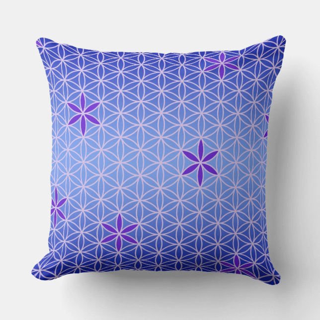 Flower Of Life - stamp seamless pattern - blue Throw Pillow (Front)