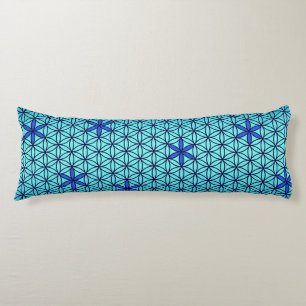 Flower Of Life - stamp seamless pattern - cyan Body Pillow