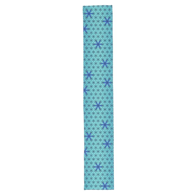 Flower Of Life - stamp seamless pattern - cyan Long Table Runner (Front)
