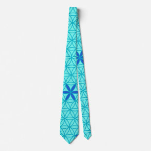 Flower Of Life - stamp seamless pattern - cyan Tie