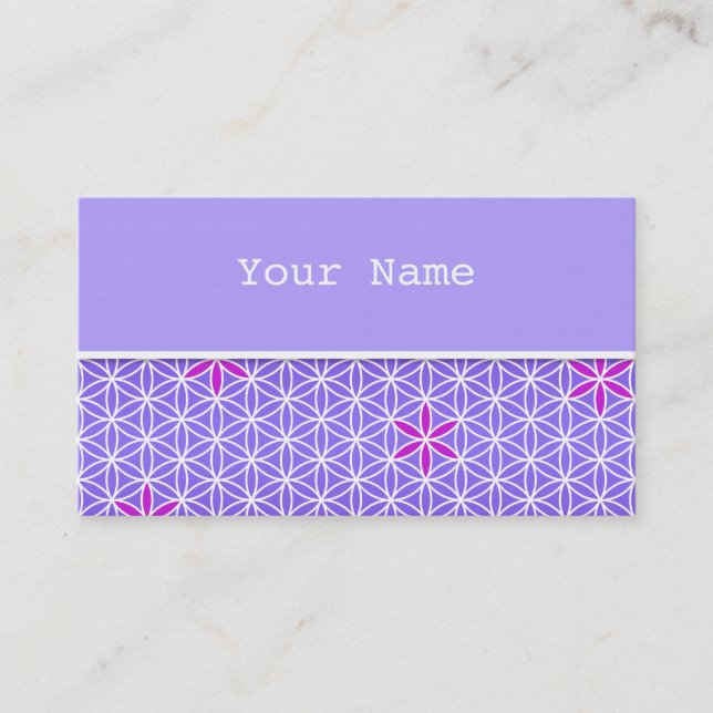 Flower Of Life - stamp seamless pattern - violet Business Card (Front)