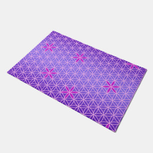 Flower Of Life - stamp seamless pattern - violet Doormat
