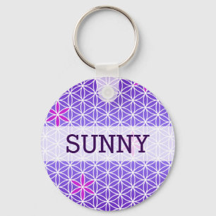 Flower Of Life - stamp seamless pattern - violet Keychain