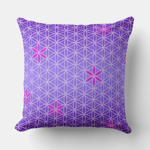 Flower Of Life - stamp seamless pattern - violet Throw Pillow