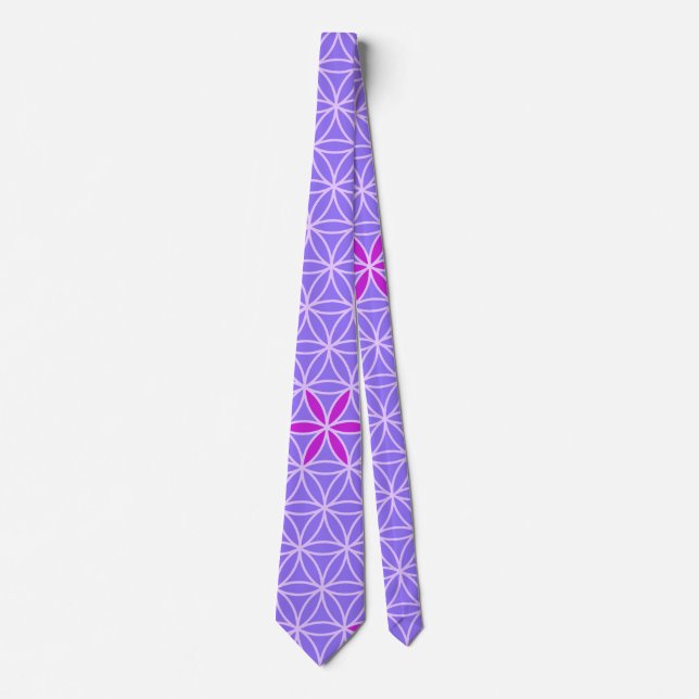 Flower Of Life - stamp seamless pattern - violet Tie (Front)