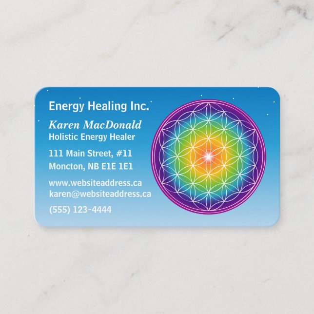 Flower of Life Starry Sky Rounded Biz Card (Front)
