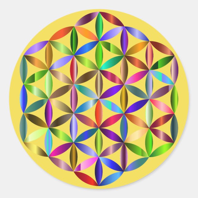 Flower of life sticker! classic round sticker (Front)