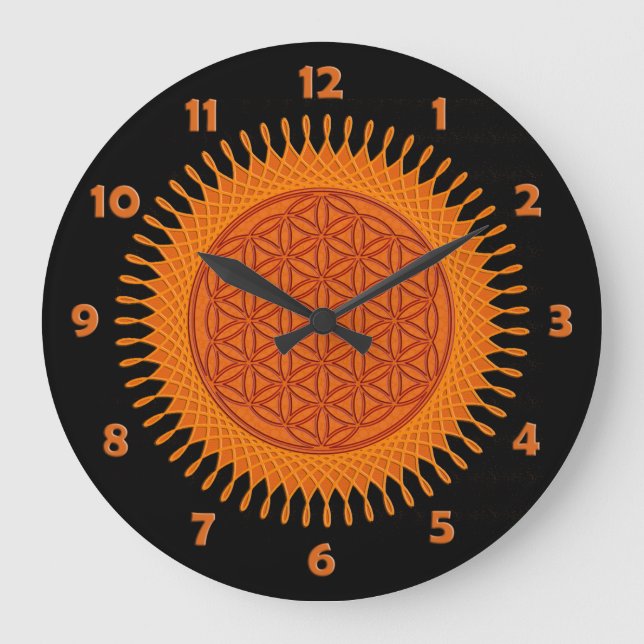 Flower Of Life - sunny orange - clock face (Front)