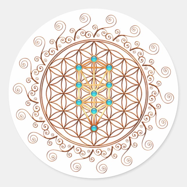 Flower of Life, Tree of Life, Kabbalah, Sephiroth Classic Round Sticker (Front)