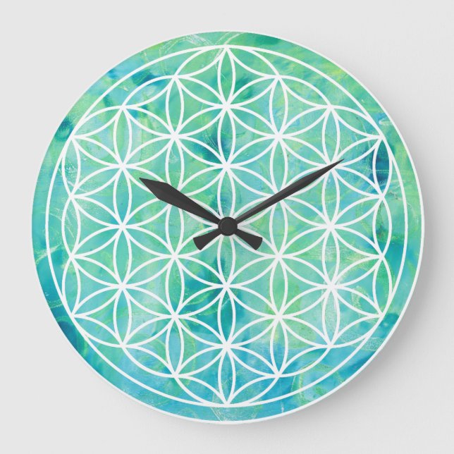 Flower of Life Turquoise 1702815 Wall Clock (Front)