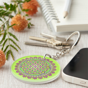 Flower Of Life - Vintage Blossom Ornaments 1 + 2 Keychain