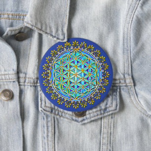 Flower Of Life - Vintage Blossom Ornaments 1 4 Inch Round Button
