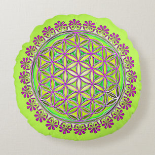 Flower Of Life - Vintage Blossom Ornaments 2 Round Pillow
