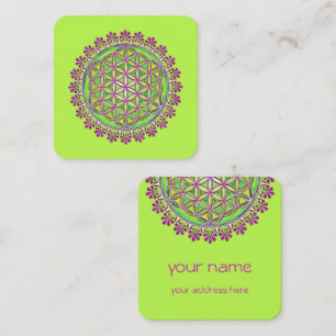 Flower Of Life - Vintage Blossom Ornaments 2 Square Business Card
