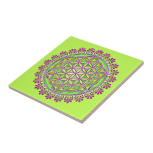 Flower Of Life - Vintage Blossom Ornaments 2 Tile