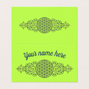 Flower Of Life - Vintage Ornaments blue gold Business Card