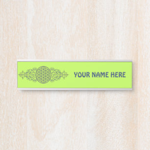 Flower Of Life - Vintage Ornaments blue gold Door Sign