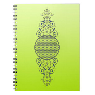 Flower Of Life - Vintage Ornaments blue gold Notebook