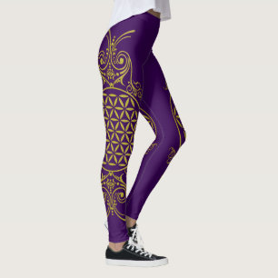 Flower Of Life - vintage ornaments gold 1 Leggings