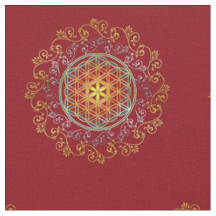 Flower Of Life - Vintage Ornaments Mandala 1 Fabric