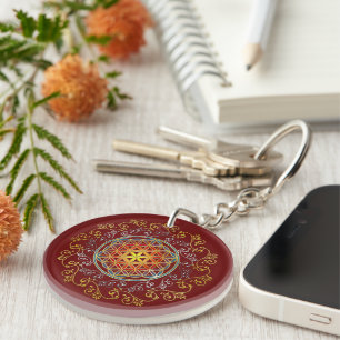 Flower Of Life - Vintage Ornaments Mandala 1 Keychain