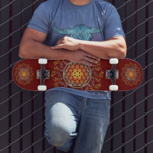 Flower Of Life - Vintage Ornaments Mandala 1 Skateboard