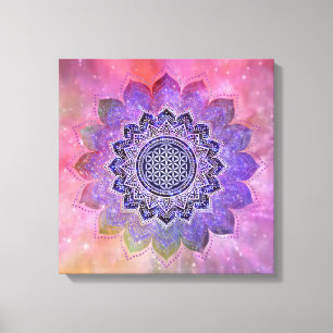 Flower Of Life - Vintage Style Galaxy Space 1 Canvas Print