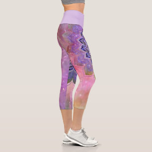 Flower Of Life - Vintage Style Galaxy Space 1 Capri Leggings