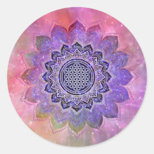 Flower Of Life - Vintage Style Galaxy Space 1 Classic Round Sticker