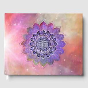 Flower Of Life - Vintage Style Galaxy Space 1 Guest Book