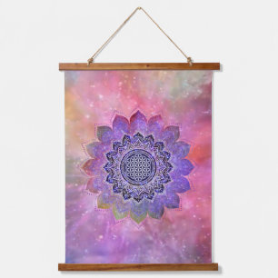 Flower Of Life - Vintage Style Galaxy Space 1 Hanging Tapestry